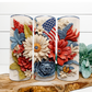 Patriotic Florals 3D Skinny Tumbler Wrap - Sublimation Transfer - RTS