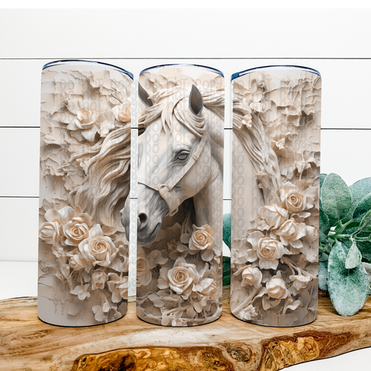 Porcelain Horse 3D Skinny Tumbler Wrap - Sublimation Transfer - RTS