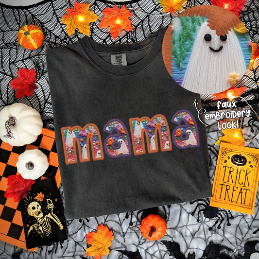 Halloween Mama Faux Embroidery - DTF TRANSFER 1012 - 3-5 Business Day TAT