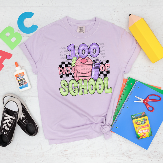 100 Days of School Backpack Pink- DTF TRANSFER 1817 - 3-5 Business Day TAT