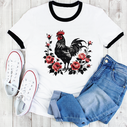 Floral Chicken - DTF TRANSFER 1750 - 3-5 Business Day TAT