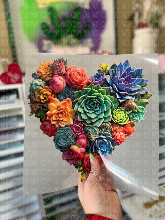 Succulent Heart Paper Quill/3D - DTF TRANSFER - 3-5 Business Day TAT
