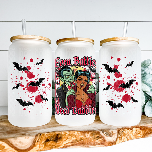 Even Batties Need Daddies Medium Glass Can Wrap - Sublimation Transfer - RTS