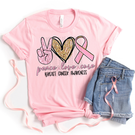 Peace Love Cure (Breast Cancer Awareness) - DTF TRANSFER 0476 - 3-5 Business Day TAT