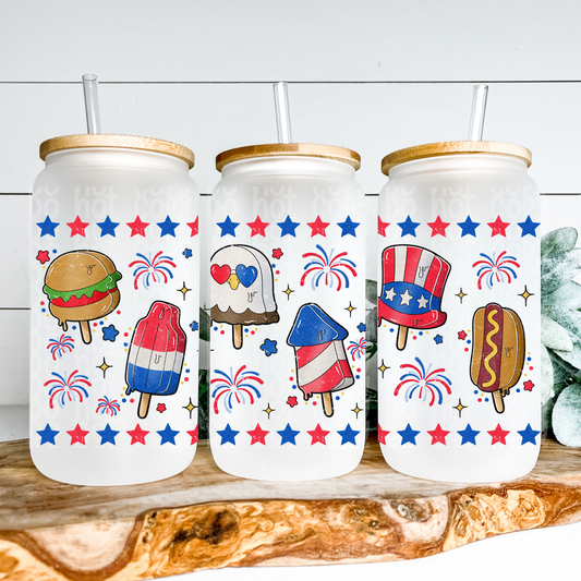 Patriotic Pops Glass Can Wrap - Sublimation Transfer - RTS