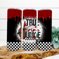 True Crime Junkie Checkered Red Drip Dark Tone Skinny Tumbler Wrap - Sublimation Transfer - RTS