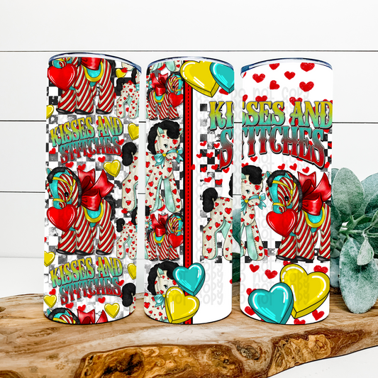 Kisses & Stiches Skinny Tumbler Wrap - Sublimation Transfer - RTS