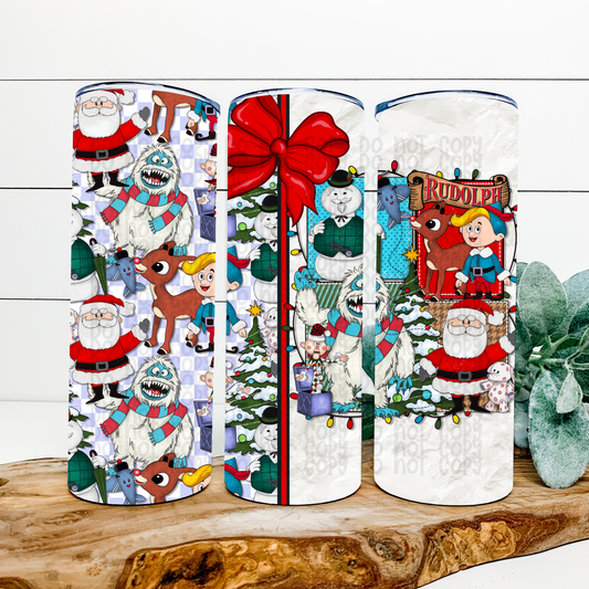 Reindeer and Friends Skinny Tumbler Wrap - Sublimation Transfer - RTS