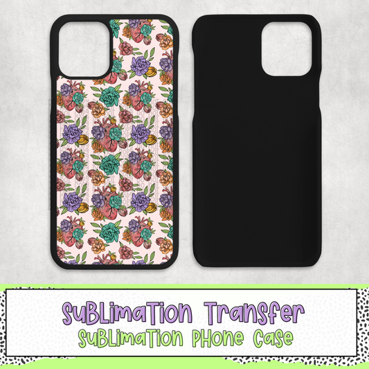 Floral Heart - Phone Case Sublimation Transfer - RTS