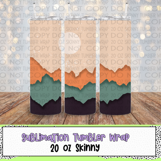 Sunset Mountains 20 Oz Skinny Tumbler Wrap - Sublimation Transfer - RTS