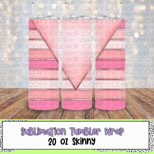 Pink Stripes 20 Oz Skinny Tumbler Wrap - Sublimation Transfer - RTS