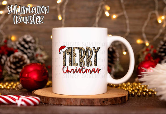 Merry Christmas Leopard - SUBLIMATION TRANSFER