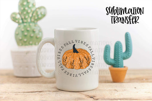 Fall Vibes Floral Pumpkin - SUBLIMATION TRANSFER