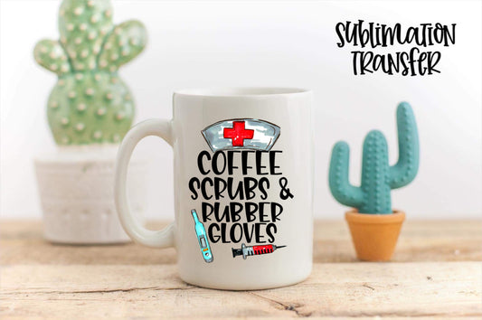 Coffee Scrubs & Rubber Gloves - SUBLIMATION TRANSFER