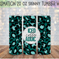 Iced Coffee Addict - Glitter Leopard Teal 20 Oz Skinny Tumbler Wrap - Sublimation Transfer - RTS