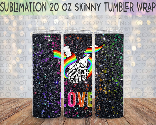Love Pride 20 Oz Skinny Tumbler Wrap - Sublimation Transfer- RTS