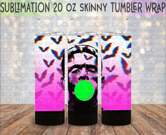 Bubblegum 20 Oz Skinny Tumbler Wrap - Sublimation Transfer - RTS