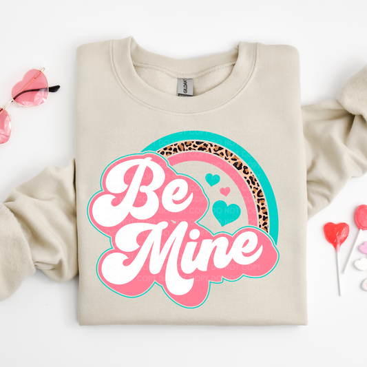 Be Mine Retro Rainbow Teal - DTF TRANSFER 1250 - 3-5 Business Day TAT