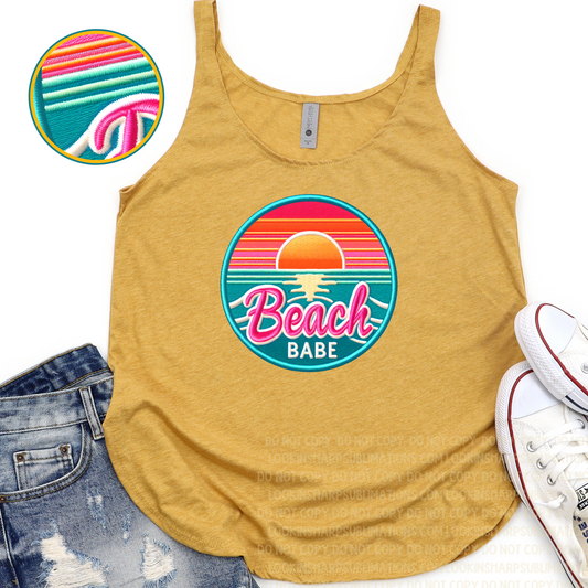 Beach Babe FAUX EMBROIDERY-DTF TRANSFER 2604 - 3-5 Business Day TAT
