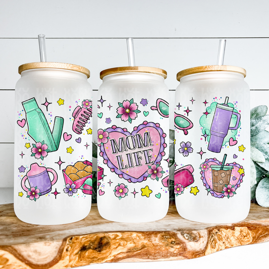 Mom Life Glass Can Wrap - Sublimation Transfer - RTS