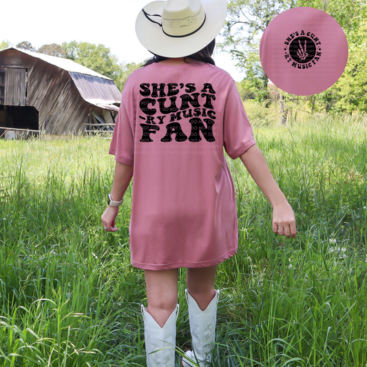 She's a Country Music Fan with Matching Pocket LOW HEAT Screen Print Transfer - RTS