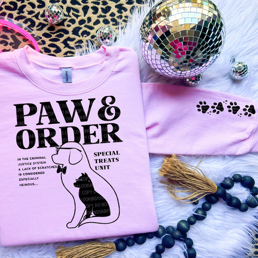 Paw & Order with Matching Sleeve - LOW HEAT Screen Print - RTS