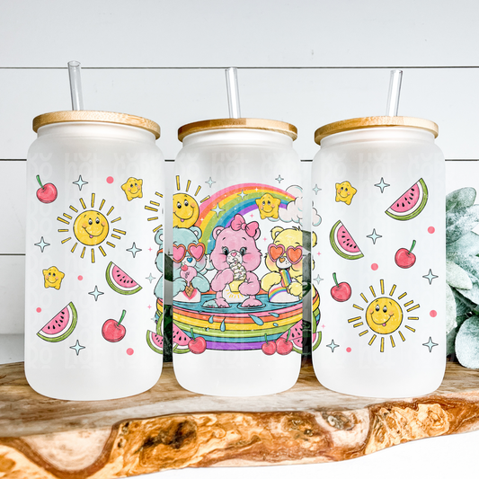 Summer Bears Glass Can Wrap - Sublimation Transfer - RTS