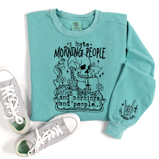 I Hate Morning People with Matching Pocket LOW HEAT Screen Print Transfer  - RTS