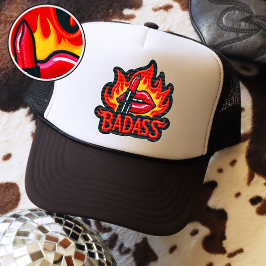Badass Lips FAUX EMBROIDERY-DTF TRANSFER 2612 - 3-5 Business Day TAT