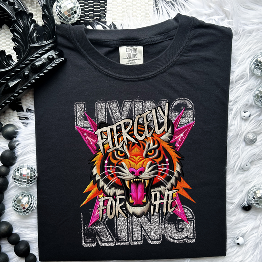 Living Fiercely For The King FAUX EMBROIDERY- DTF TRANSFER 2154
