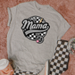 Retro Checkered Mama Circle FAUX EMBROIDERY- DTF TRANSFER 2156 - 3-5 Business Day TAT