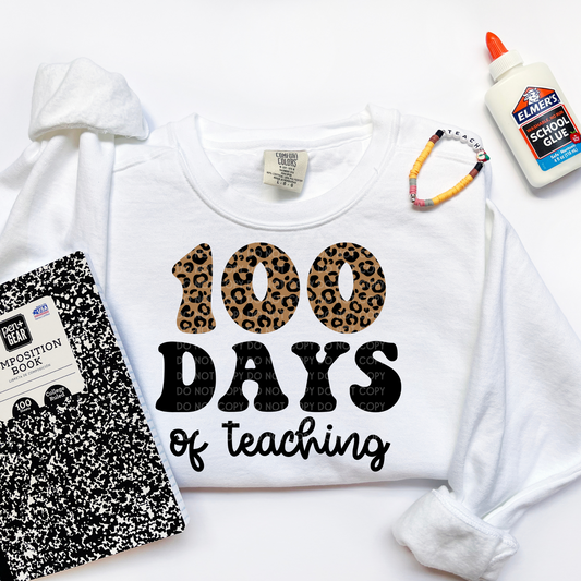 100 Days of Teacher (Leopard) - DTF TRANSFER 1327 - 3-5 Business Day TAT