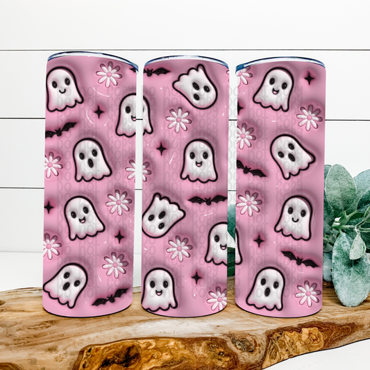 Ghosts 3D Puff Skinny Tumbler Wrap - Sublimation Transfer - RTS