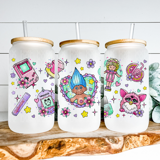 90's Collage Glass Can Wrap - Sublimation Transfer - RTS
