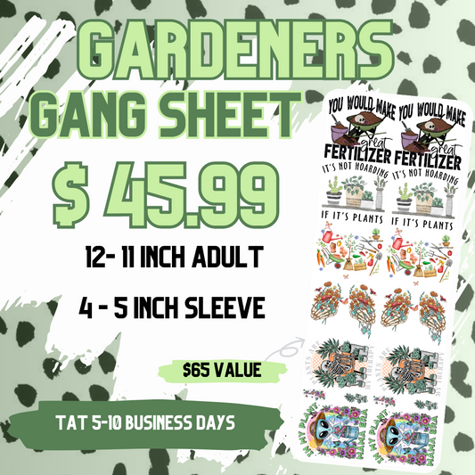 Gardener Gang Sheet **DO NOT COMBINE WITH OTHER ITEMS** - DTF TRANSFERS 3 to 5 Business Days