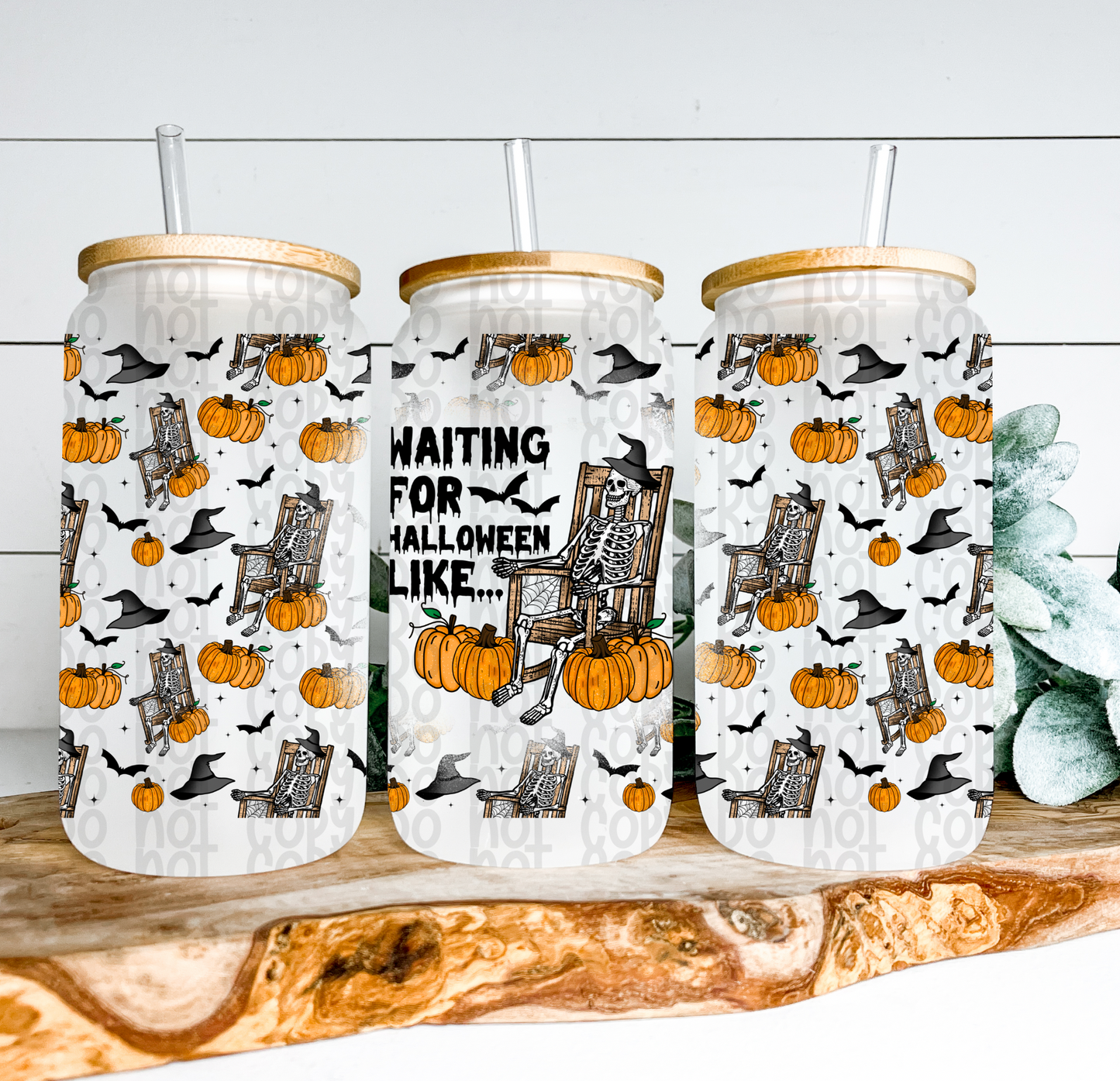 Waiting For Halloween Glass Can Wrap - Sublimation Transfer - RTS
