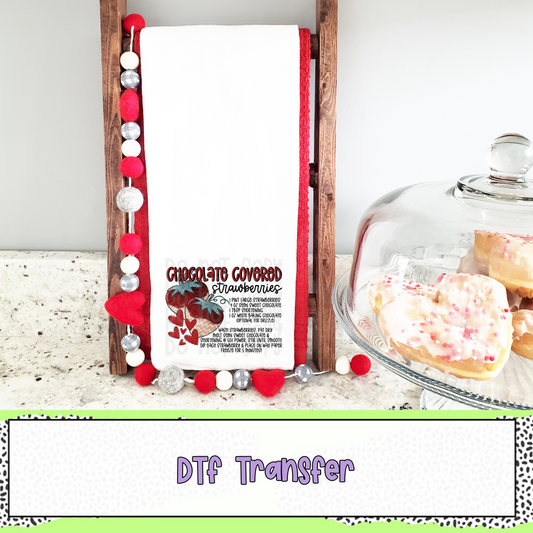 Valentine's Day Recipe Tea Towel Bundle w/ Offset - SET OF 5 - DTF TRANSFERS - 3-5 Business Day TAT