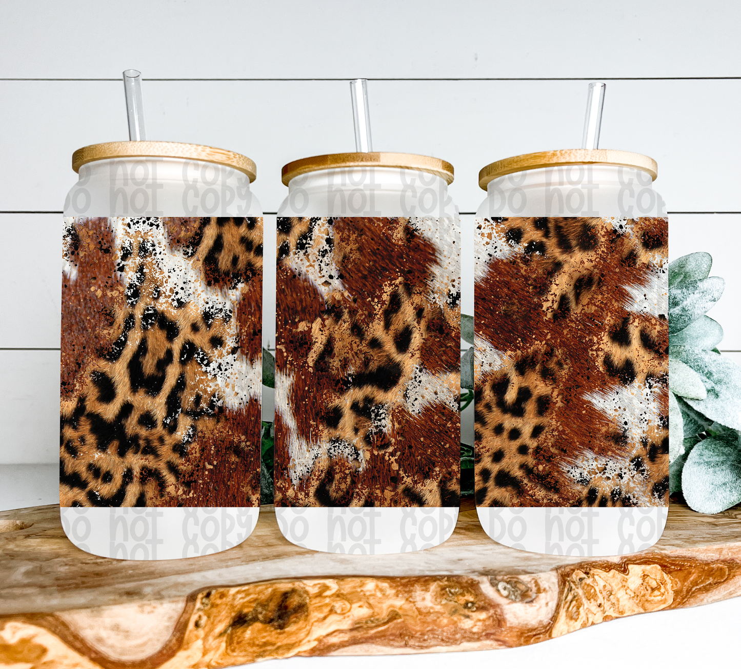 Leopard and Cowhide Glass Can Wrap - Sublimation Transfer - RTS