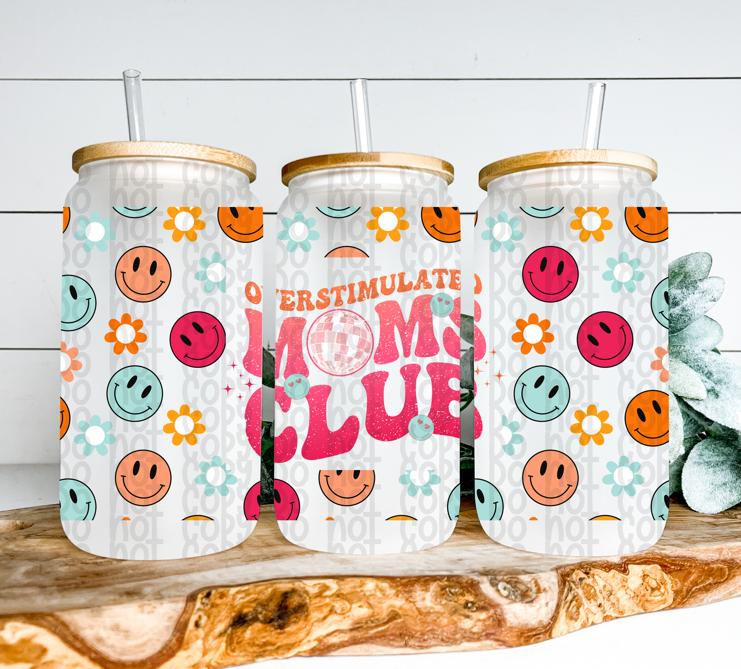 Overstimulated Moms Club Glass Can Wrap - Sublimation Transfer - RTS