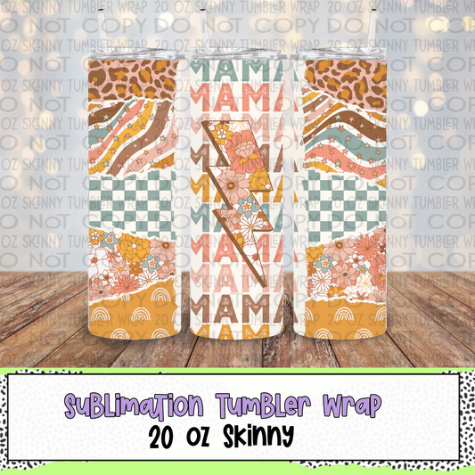 Mama Staked - Muted Colors 20 Oz Skinny Tumbler Wrap - Sublimation Transfer - RTS