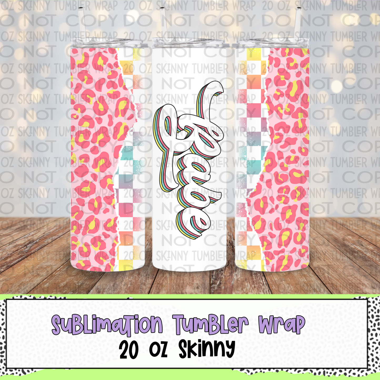 Retro Babe 20 Oz Skinny Tumbler Wrap - Sublimation Transfer - RTS