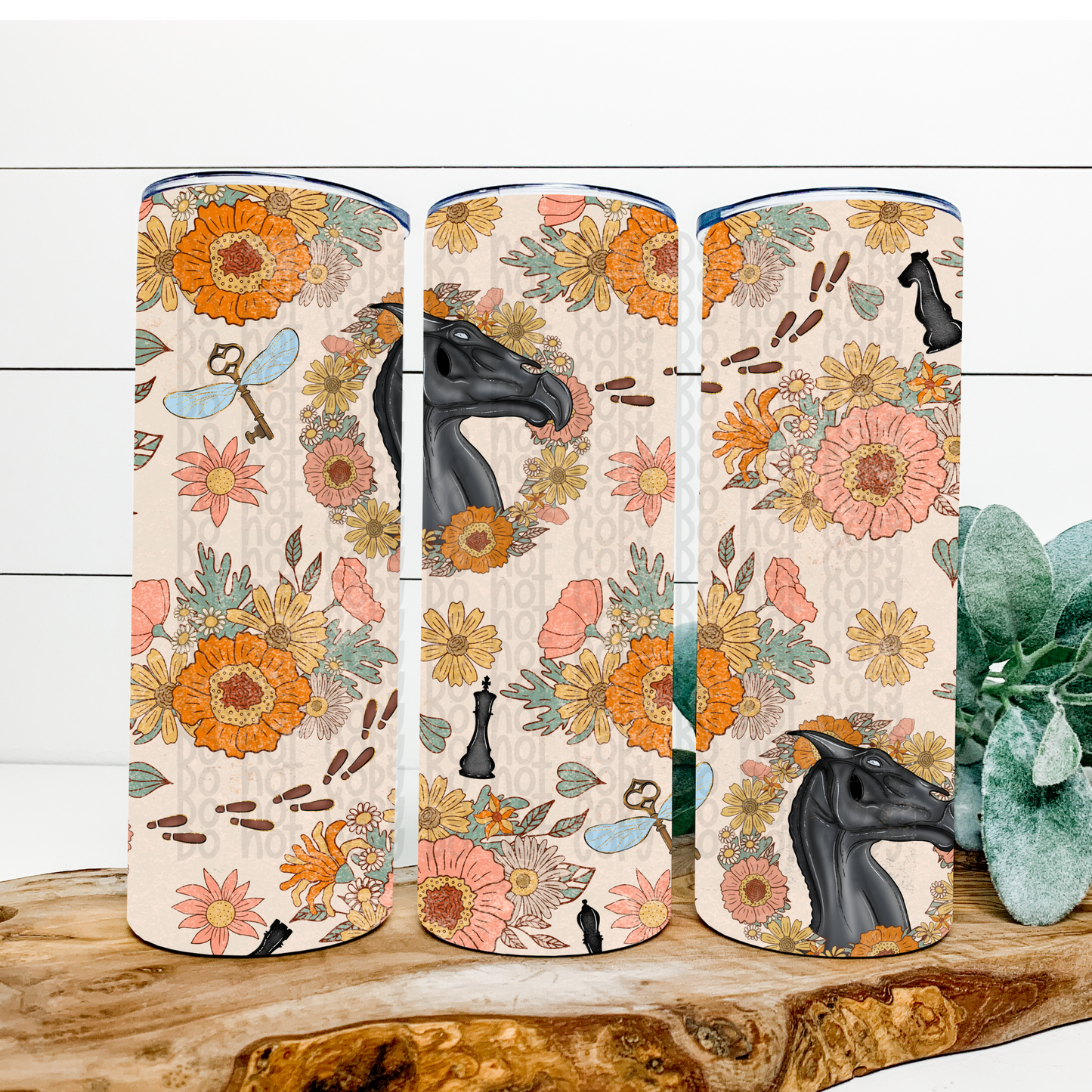 Floral Thestral 20 Oz Skinny Tumbler Wrap - Sublimation Transfer - RTS