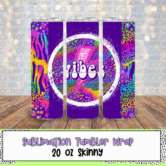 Nineties Vibes 20 Oz Skinny Tumbler Wrap - Sublimation Transfer - RTS
