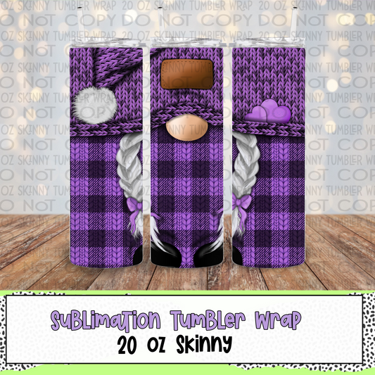Purple Gnome 20 Oz Skinny Tumbler Wrap - Sublimation Transfer - RTS