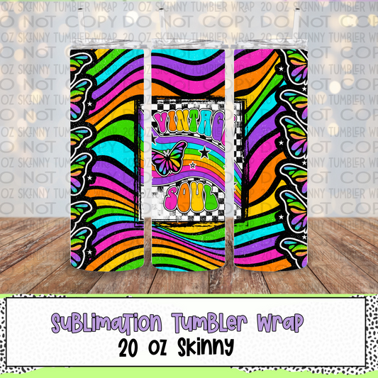 Vintage Soul 20 Oz Skinny Tumbler Wrap - Sublimation Transfer - RTS