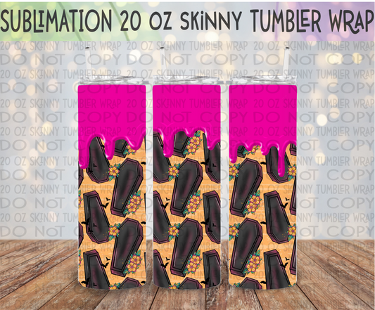 Bright Coffins 20 Oz Skinny Tumbler Wrap - Sublimation Transfer - RTS