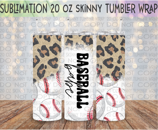Baseball Babe 20 Oz Skinny Tumbler Wrap - Sublimation Transfer  - RTS