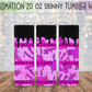 Pink Caution Tape 20 Oz Skinny Tumbler Wrap - Sublimation Transfer - RTS