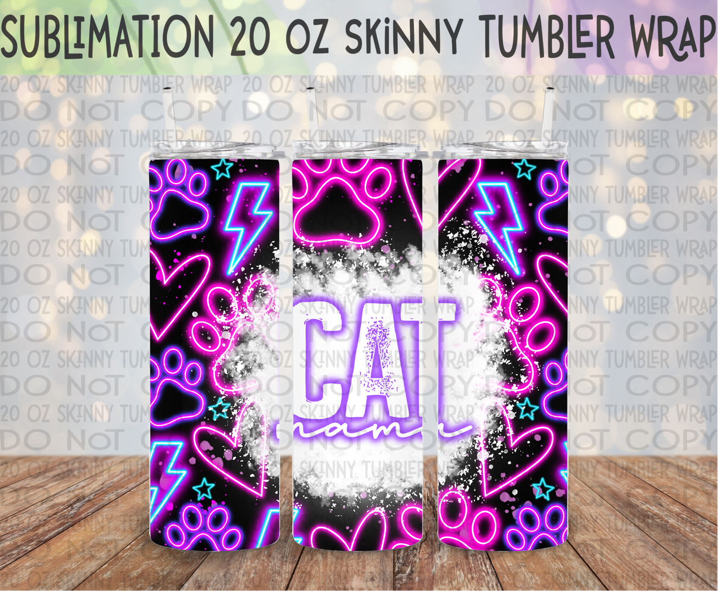 Cat Mama 20 Oz Skinny Tumbler Wrap - Sublimation Transfer - RTS