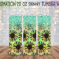 Teal Leopard Sunflower 20 Oz Skinny Tumbler Wrap - Sublimation Transfer - RTS